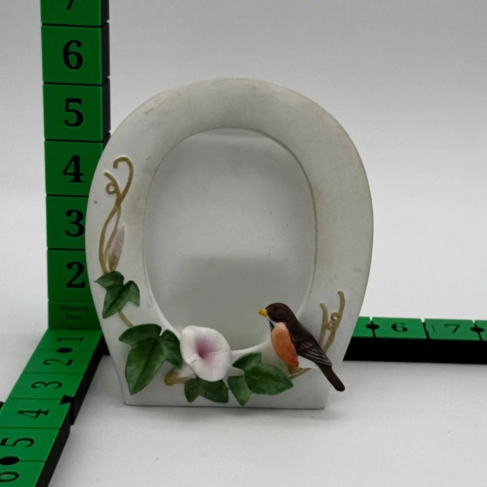 Vintage Otagiri Japan Bird Flower Porcelain Oval Picture Frame